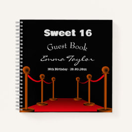 Sweet 16 Birthday Hollywood Red & Black Guest Book Notizbuch