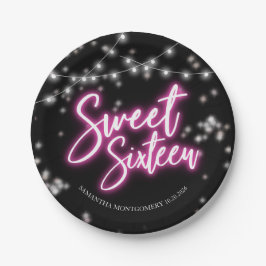 Sweet 16 Birthday Hot Pink Neon-Themed Party Pappteller