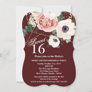 Sweet 16 Birthday Invite Geometric Garden Wine Bur Einladung