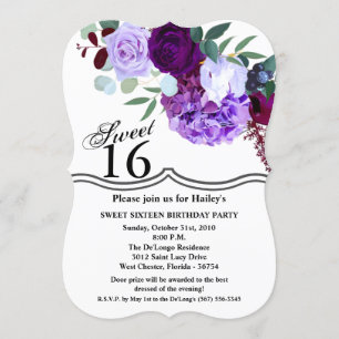 Sweet 16 Birthday Invite Lavender Hibiskus auf Wh Einladung