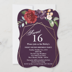 Sweet 16 Birthday Invite Plum Lila Rose Gold Ge Einladung