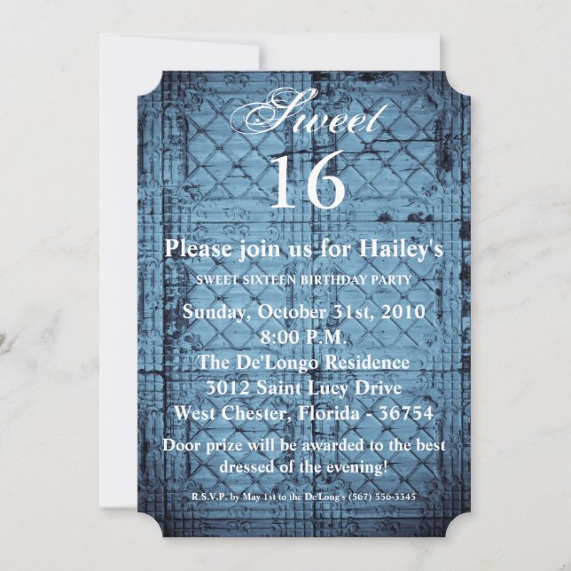 Sweet 16 Birthday Invite Rustic Tin Panel Decke Einladung (Vorderseite)