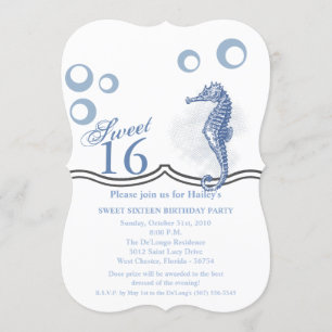 Sweet 16 Birthday Invite Seepferd Ocean Beach Einladung