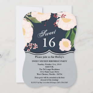 Sweet 16 Birthday Invite White Floral Blume on D Einladung