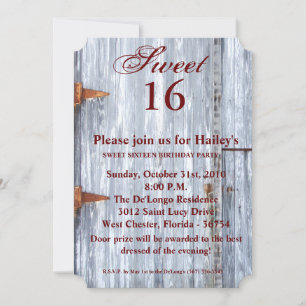 Sweet 16 Birthday Invite White Wash Holz Barn Door Einladung