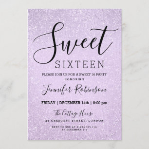 Sweet 16 Birthday Lavender Glitzer Look Paint Einladung