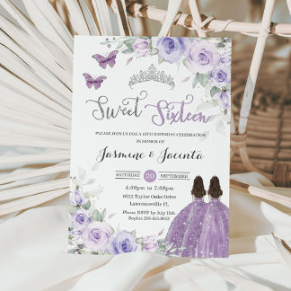 Sweet 16 Birthday Lila Lilac Floral Princesses Einladung