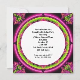 Sweet 16 Birthday Neon Kaleidoscope Einladung