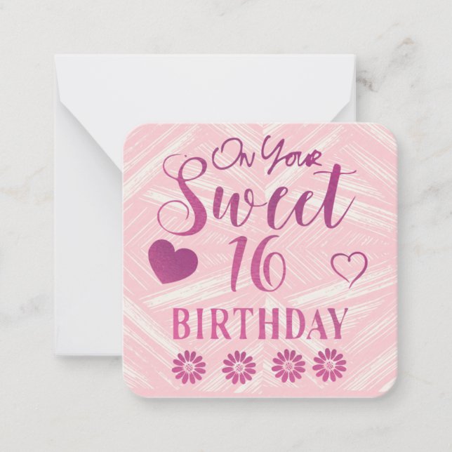 Sweet 16 Birthday Note Card Mitteilungskarte (Vorderseite)