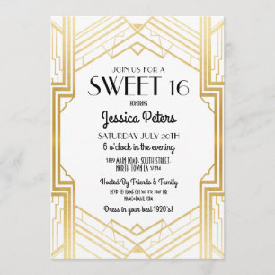 Sweet 16 Birthday Party Gatsby Art Deco Einladung