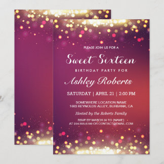 Sweet 16 Birthday Party Gold Shimmer Glitzern Einladung