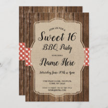 Sweet 16 Birthday Party GRILLEN Red Gingham Burlap