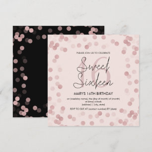 Sweet 16 Birthday Party Rose Gold Glam Glitzer Einladung