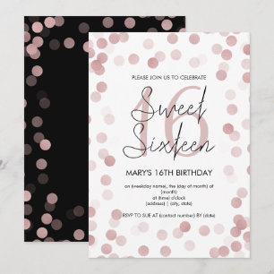 Sweet 16 Birthday Party Rose Gold Glam Glitzer Einladung