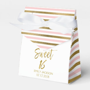 Sweet 16 Birthday Pink & Gold Foil Streifen Geschenkschachtel