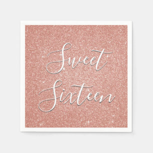 Sweet 16 Birthday Rose Gold Blush Pink Glitzer Serviette