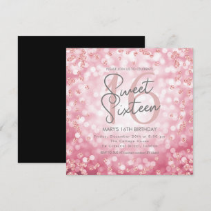 Sweet 16 Birthday Rose Gold Chic Glitzer Lights Einladung