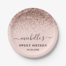 Sweet 16 Birthday Rose Gold Glitzer Sparkle Name