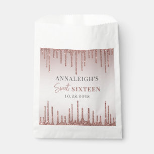 Sweet 16 Birthday Rose Gold Glitzer Tropfen Geschenktütchen