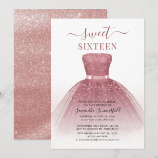 Sweet 16 Birthday Script Rose Gold Geburtstagspart Einladung