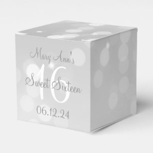 Sweet 16 Birthday Silver Bokeh Sparkle Light Geschenkschachtel