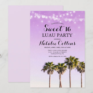 Sweet 16 Birthday Tropical Palm Tree Einladung