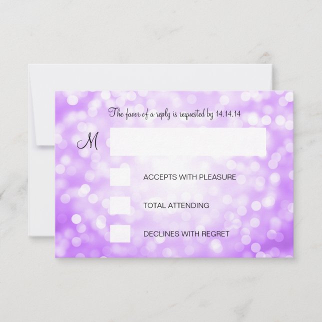 Sweet 16 Birthday UAWG Lila Glitzer Lights RSVP Karte (Vorderseite)
