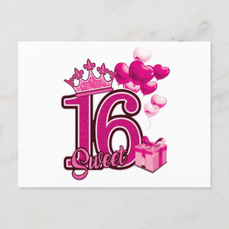 Sweet 16 Birthday White Postcard Postkarte