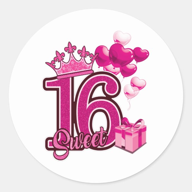 Sweet 16 Birthday White Stickers (Vorderseite)