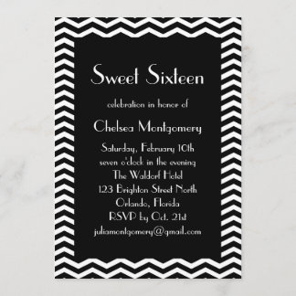 Sweet 16 Black and White 1920's Einladung