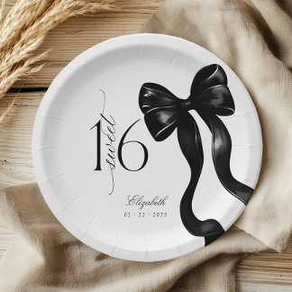 Sweet 16 Black Bow Birthday Paper Teller