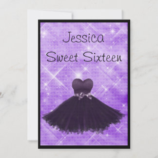 Sweet 16 Black Dress Lila Silver Glitzer 3 Einladung