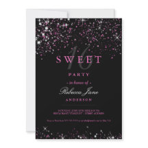 Sweet 16 Black Pink Sparkle Glitzer Einladung