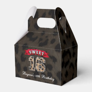 Sweet 16 Black & Red Leopard Print Gastgeschenk Geschenkschachtel
