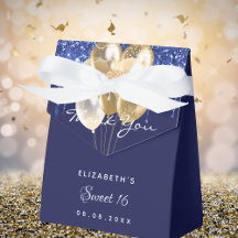 Sweet 16 blaue Goldballons der Marine danke