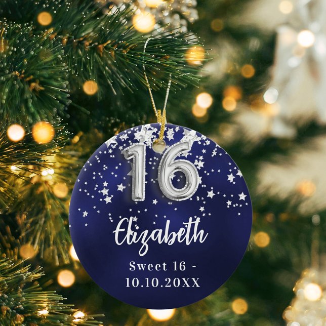 Sweet 16 blaue Sterne Keramik Ornament (Von Creator hochgeladen)