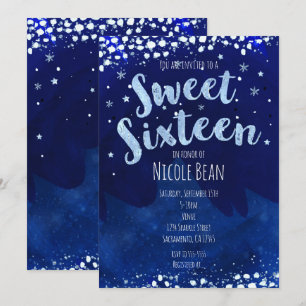 Sweet 16 Blaue Winter Wonderland Sternen Einladung