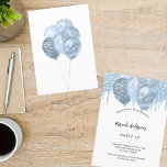 Sweet 16 blauen Ballons Glitzer Tropfen Einladung<br><div class="desc">Ein weißer Hintergrund. Dekoriert mit hellblauen Imitate Glitzer Tropfen,  Farbe Tropflook und Ballons. Personalisieren und einen Namen und Party Details.</div>