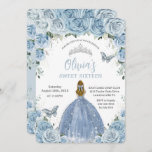 Sweet 16 Blue Floral Silver Butterflies Blonde Einladung<br><div class="desc">Personalisieren Sie diese schöne Geburtstagseinladung mit eigener Formulierung einfach und schnell,  drücken Sie einfach den Knopf Anpassen,  um den Stil und die Platzierung des Textes weiter zu gestalten und zu formatieren. Passende Artikel im Shop erhältlich! c) Das glückliche Cat Studio</div>