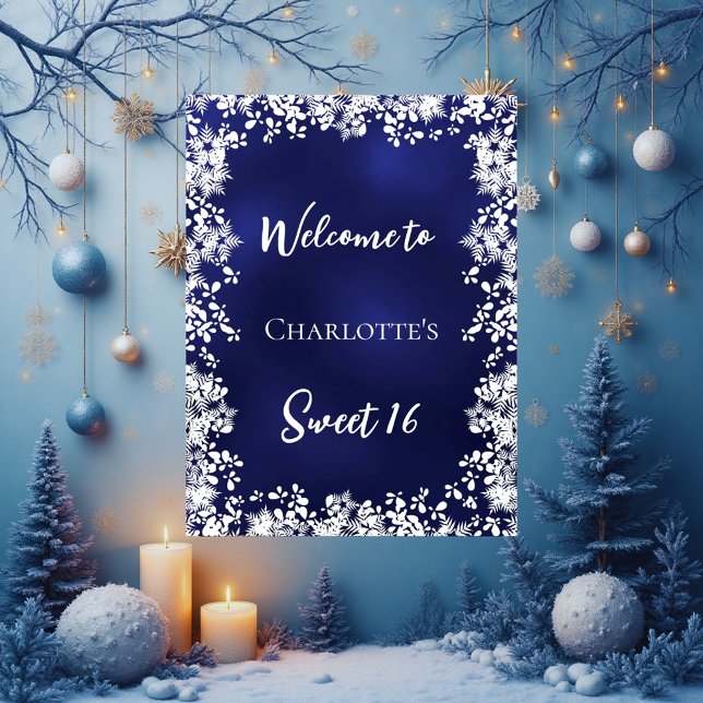Sweet 16 blue snowflakes welcome poster (Von Creator hochgeladen)