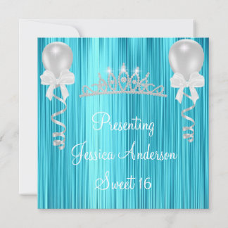 Sweet 16 Blue White Silver Jewel Tiara Formal Einladung