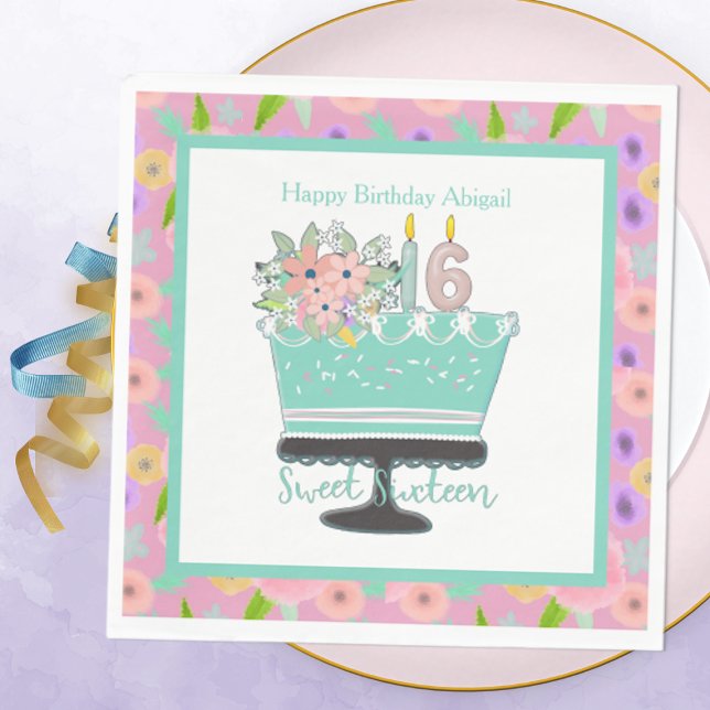 Sweet 16 Blume und Cake Paper Napkin Serviette (Von Creator hochgeladen)