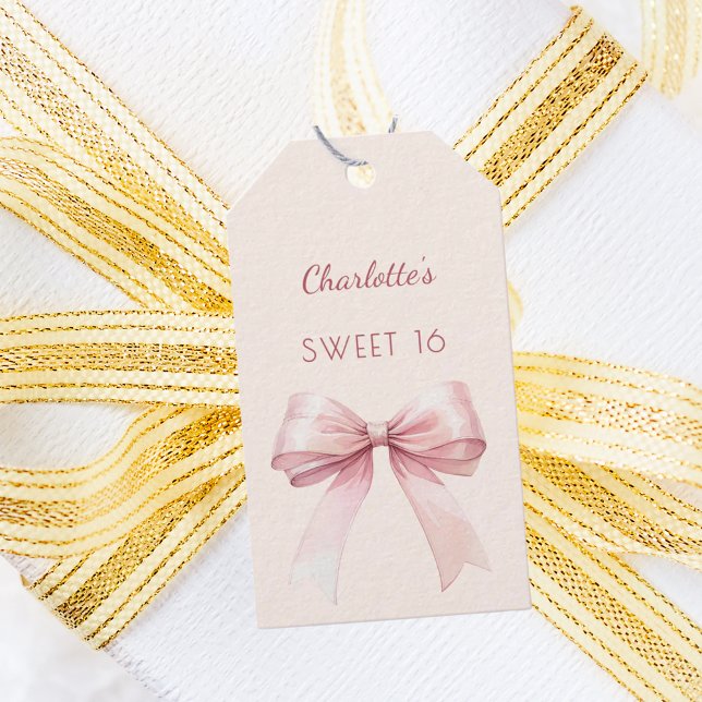 Sweet 16 blush pink bow ivory DIY Geschenkanhänger (Von Creator hochgeladen)