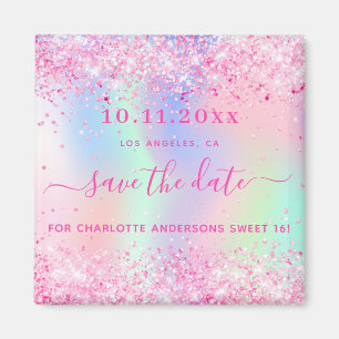 Sweet 16 blush pink Glitzer speichern den Datums-M Magnet