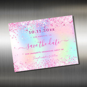 Sweet 16 blush pink Glitzer speichern den Datums-M Magnetkarte