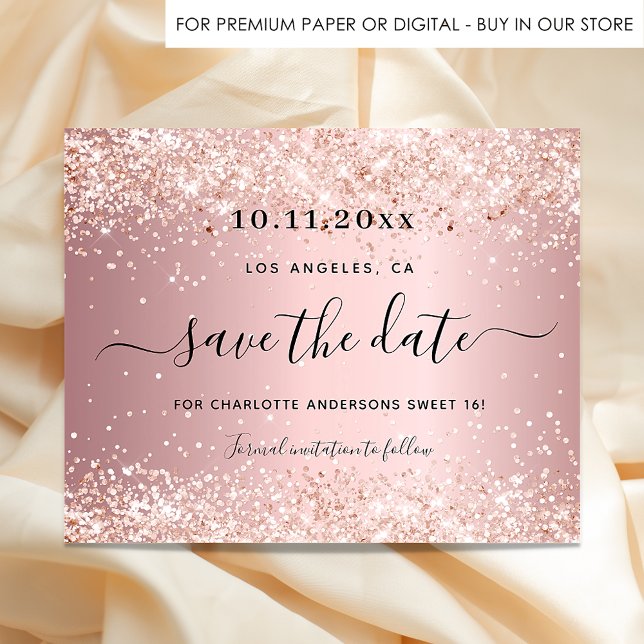 Sweet 16 blush pink Save the Date Flyer (Von Creator hochgeladen)