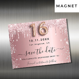 Sweet 16 blush pink silber speichern das Datum Mag Magnetkarte