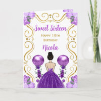 Sweet 16 Braun Haar Prinzessin Lila Happy Geburtst