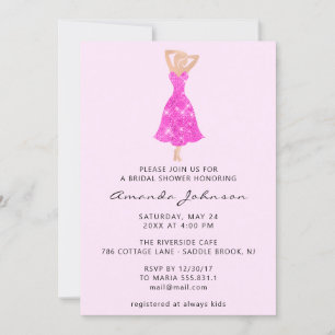 Sweet 16. Brautparty Pink Dress Spark Einladung