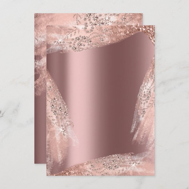 Sweet 16. Bridal Dress Rose Diamond Funkelnd Einladung (Vorne/Hinten)